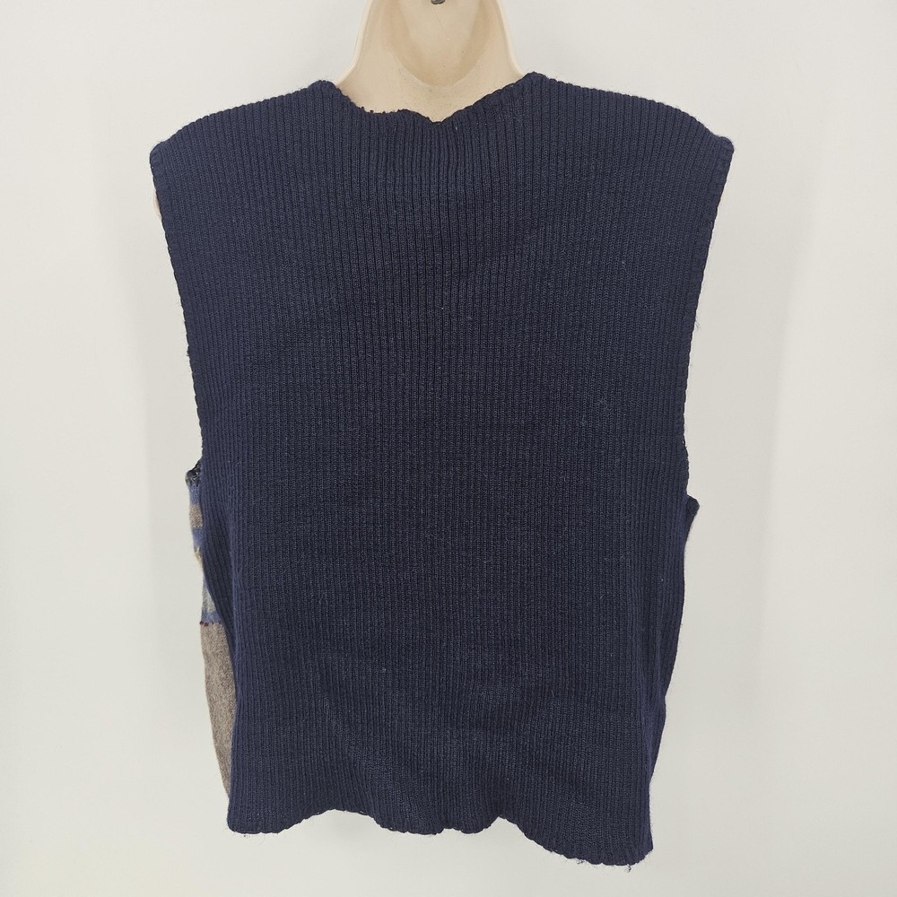 VTG Woolrich Sweater Vest Women L Navy Wool Patchwork 90s Cabincore Grandmacore - Picture 5 of 13